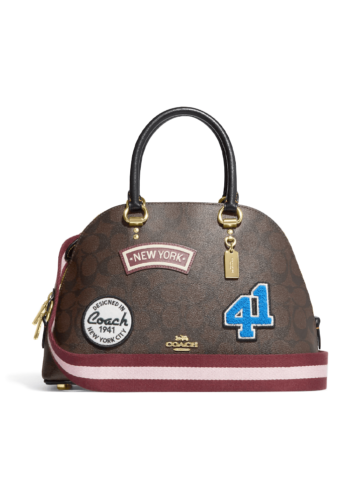 gambar-depan-Coach-Katy-Satchel-In-Signature-Canvas-With-Ski-Patches-Brown-Black-Multi