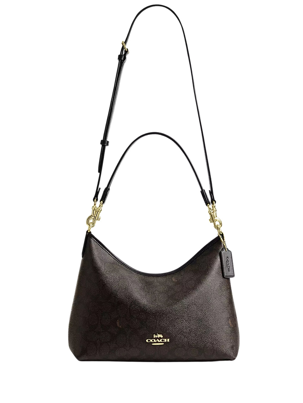 gambar-depan-Coach-Laurel-Shoulder-Bag-In-Signature-Canvas-Walnut-Black