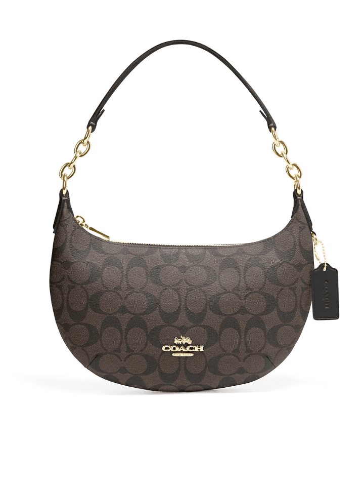 Coach Payton Hobo In Signature Canvas Brown Black Balilene