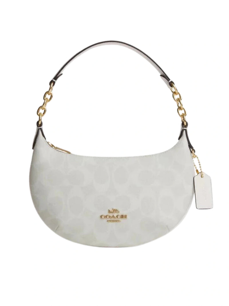 Coach Payton Mini Hobo Bag In Signature Canvas Chalk Glacier White Balilene