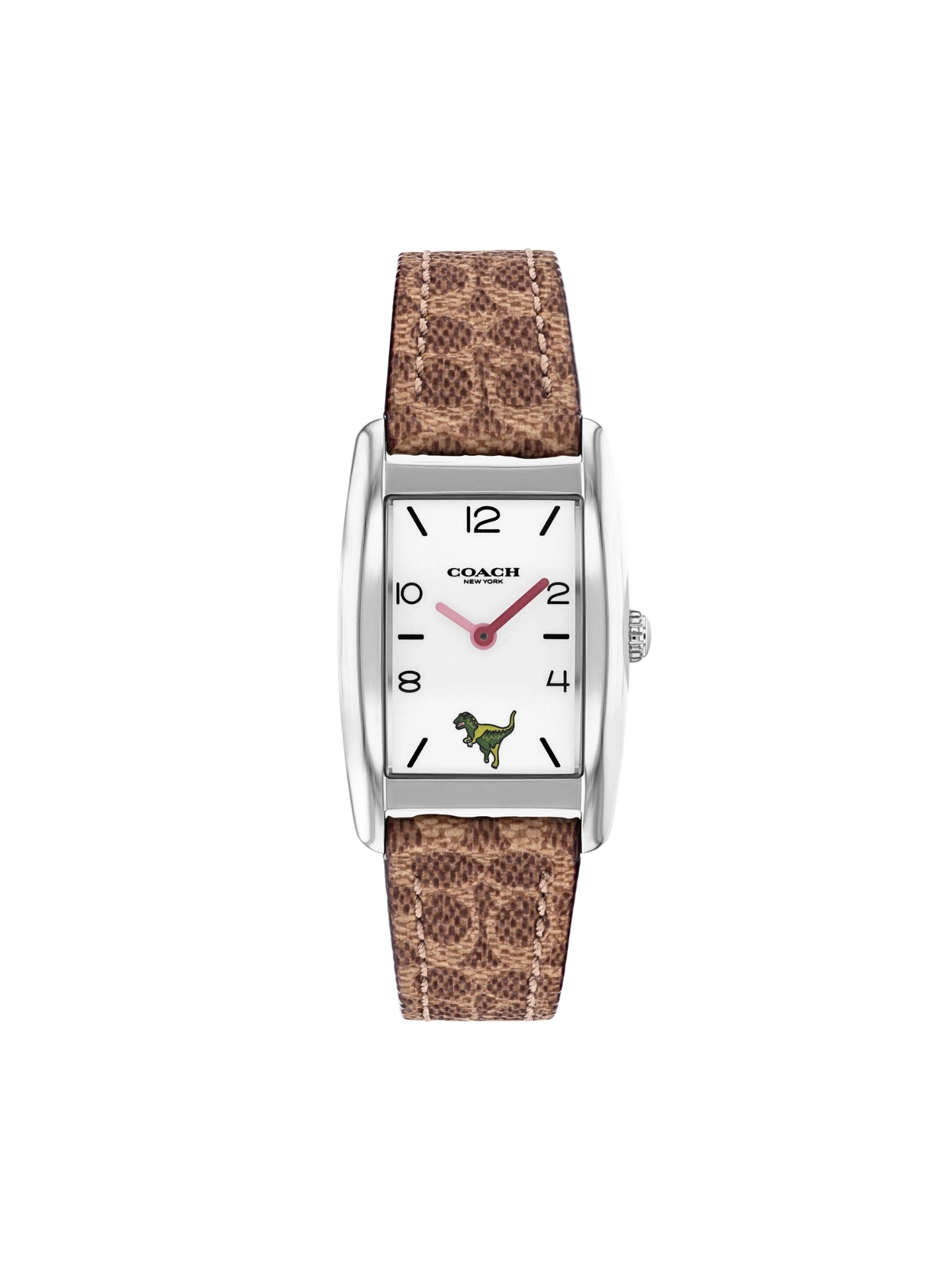 gambar-depan-Coach-Reese-Quartz-Watch-24mm-Khaki-With-Interchangeable-Pink-Striped-Leather-Strap