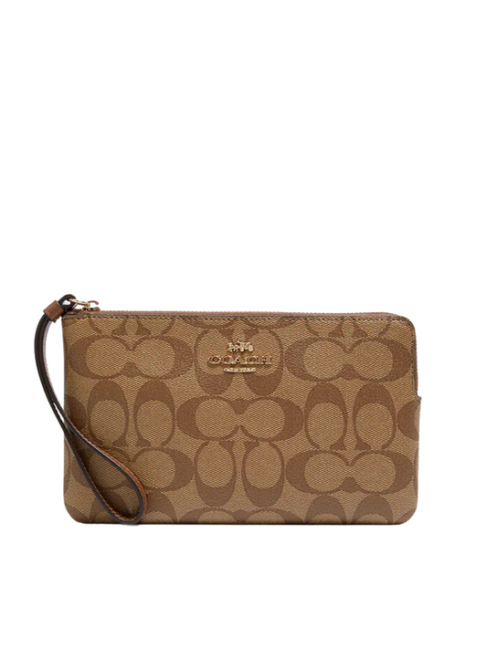 gambar-depan-Coach-Signature-Large-Corner-Zip-Khaki-Saddle