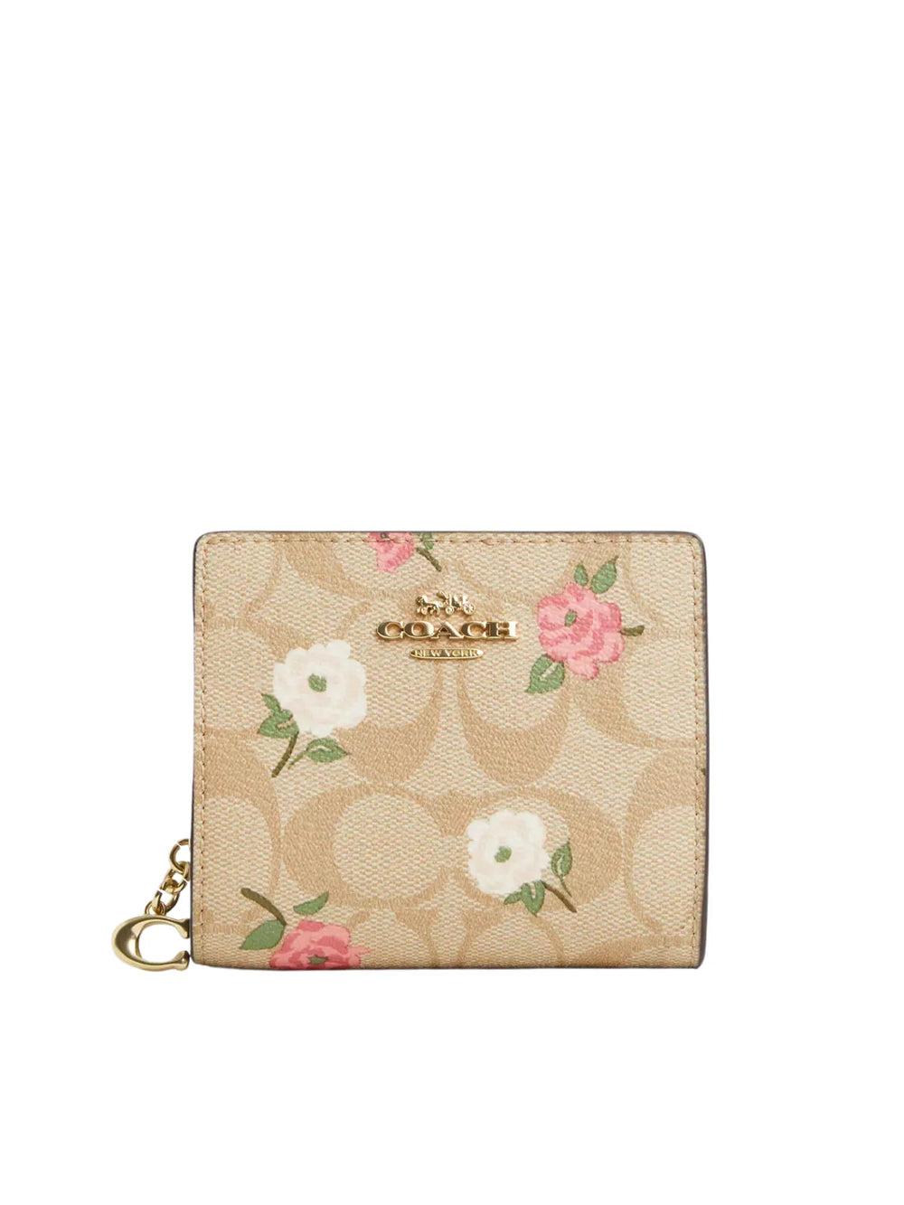 gambar-depan-Coach-Snap-Wallet-In-Signature-With-Floral-Print-Light-Khaki-Chalk-Multi