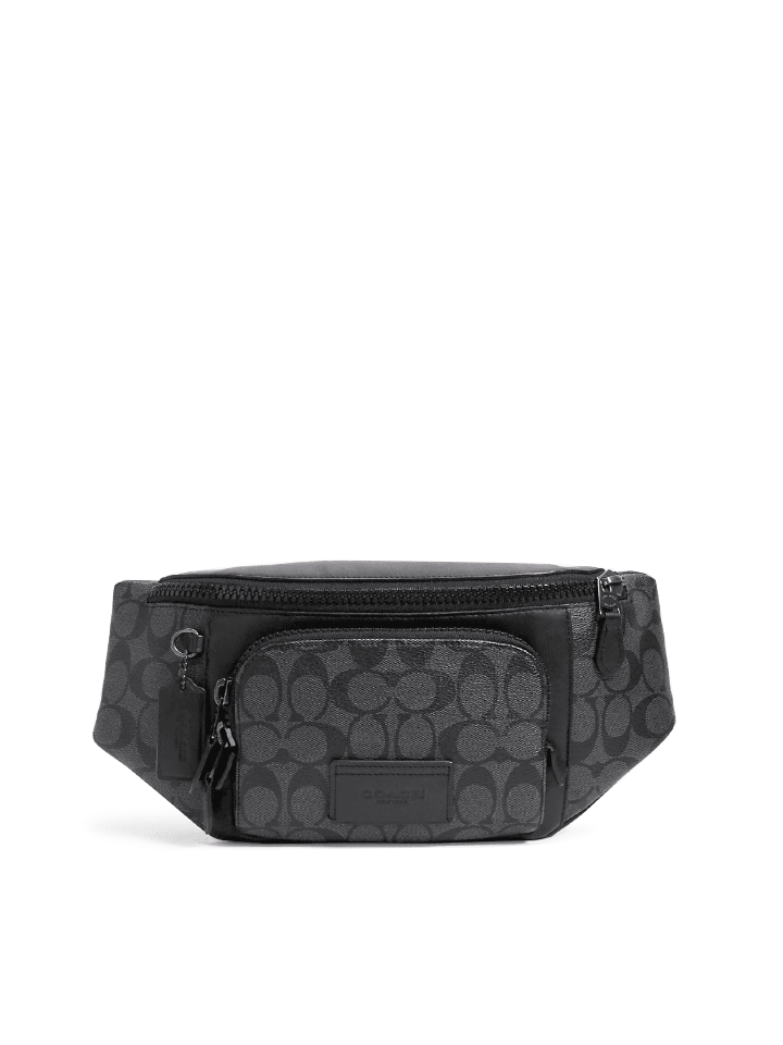 gambar-depan-Coach-Track-Belt-Bag-In-Signature-Canvas-Charcoal-Black