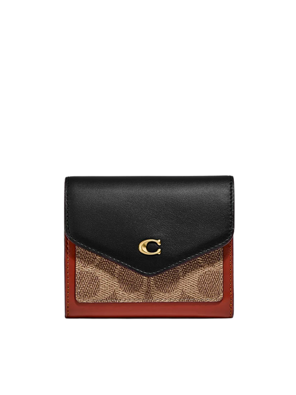 gambar-depan-Coach-Wyn-Small-Wallet-In-Colorblock-Signature-Canvas-Tan-Black