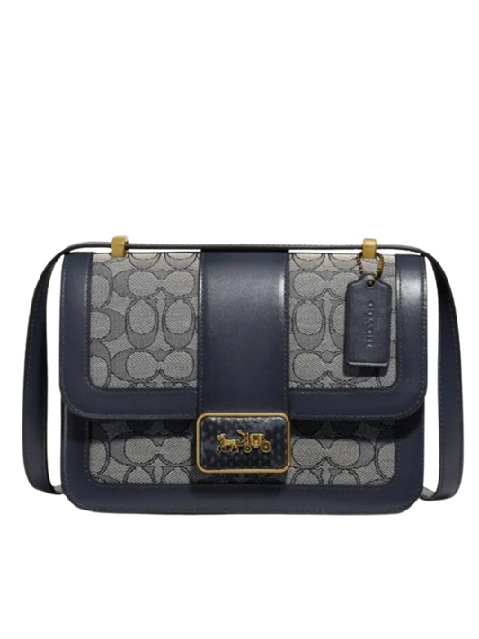 gambar-depan-Coach- Alie- Shoulder -Bag- in -Signature -Jacquard- With -Snakeskin -Detail- Midnight- Navy