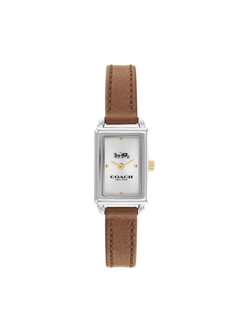 Coach Liz Watch 24 Mm White Dial Leather Strap Saddle