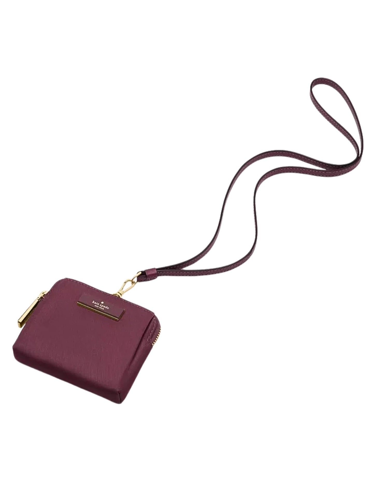 Kate Spade Carter Nylon Card Case Lanyard Deep Cherry