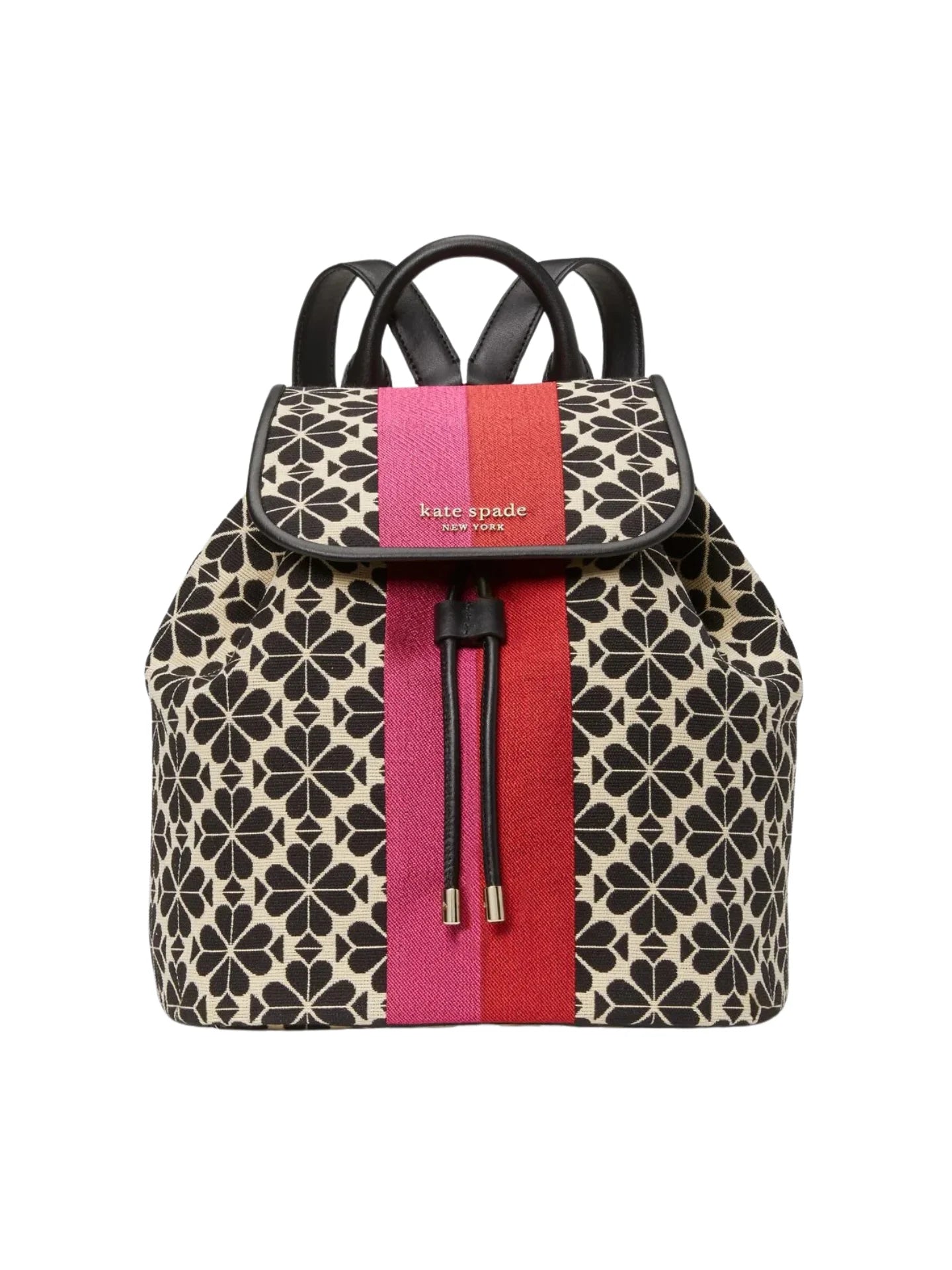 New Kate Spade Noel Medium Backpack Jacquard Fabric Black