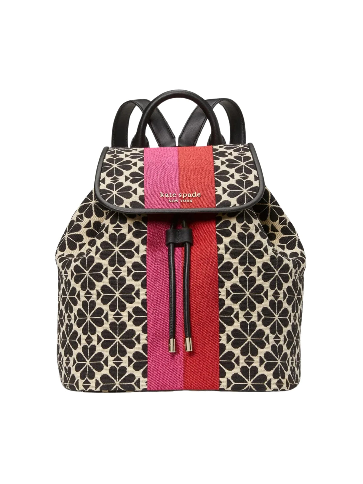 black floral leather flap backpack Kate Spade Flower Jacquard Sinch Medium Flap Backpack Cream Multi – Balilene
