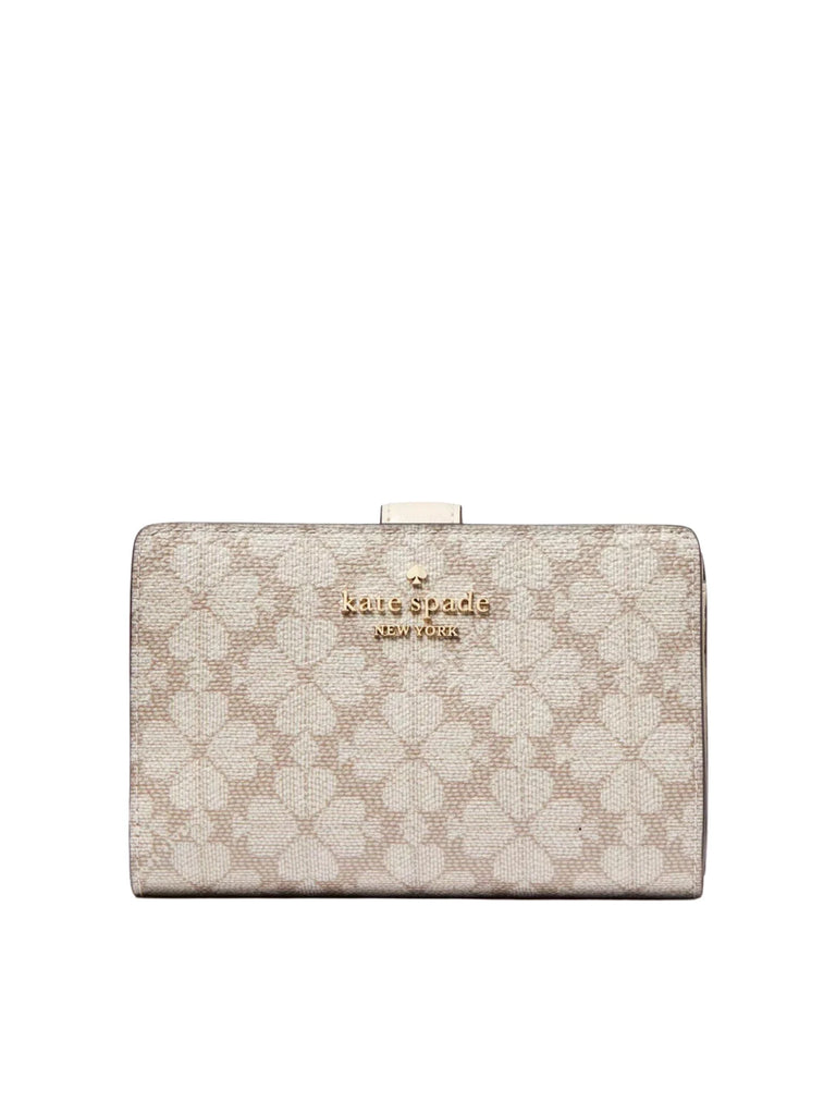 Kate Spade Flower Medium Compact Bifold Wallet Dark Beige Balilene