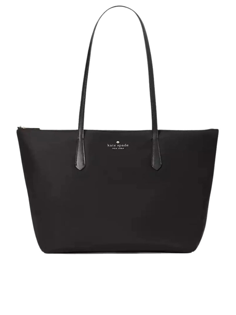 Black nylon tote bag shop