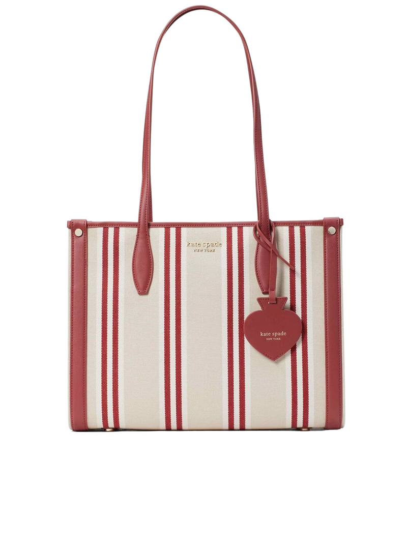 Kate Spade Market Stripe Canvas Medium Tote Red Multi Balilene