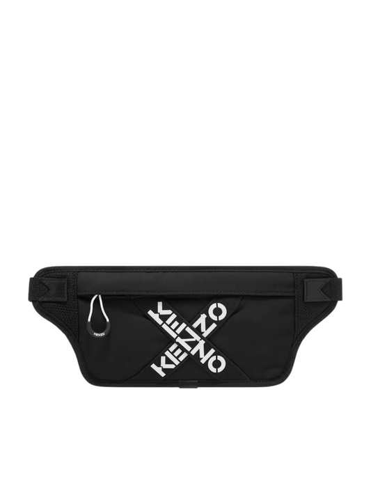gambar-depan-Kenzo- Logo- Print- Flat -Belt -Bag- Black