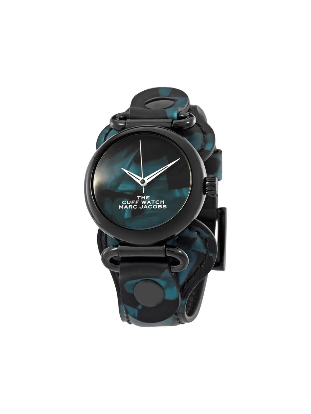 gambar-depan-Marc- Jacobs- The -Cuff- Quartz- Leathe-r Strap- Watch- Black / Dark -Teal