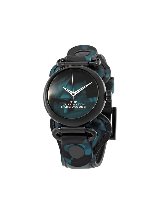 gambar-depan-Marc- Jacobs- The -Cuff- Quartz- Leathe-r Strap- Watch- Black / Dark -Teal