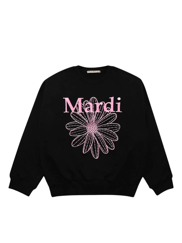 ●Mardi Mercredi●UNISEX SWEATSHIRT NEEDLEWORK_BLACK GREY Sweater MARDI MERCREDI BADGES BLACK GREY KNIT SWEATSHIRT 100