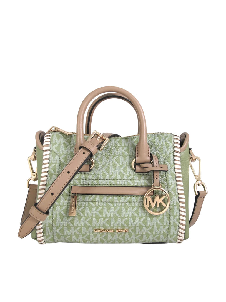 gambar-depan-Michael-Kors-Carine-Extra-Small-Logo-And-Leather-Satchel-Crossbody-Signature-Light-Sage-MultiWEBP