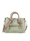 gambar-depan-Michael-Kors-Carine-Extra-Small-Logo-And-Leather-Satchel-Crossbody-Signature-Light-Sage-MultiWEBP