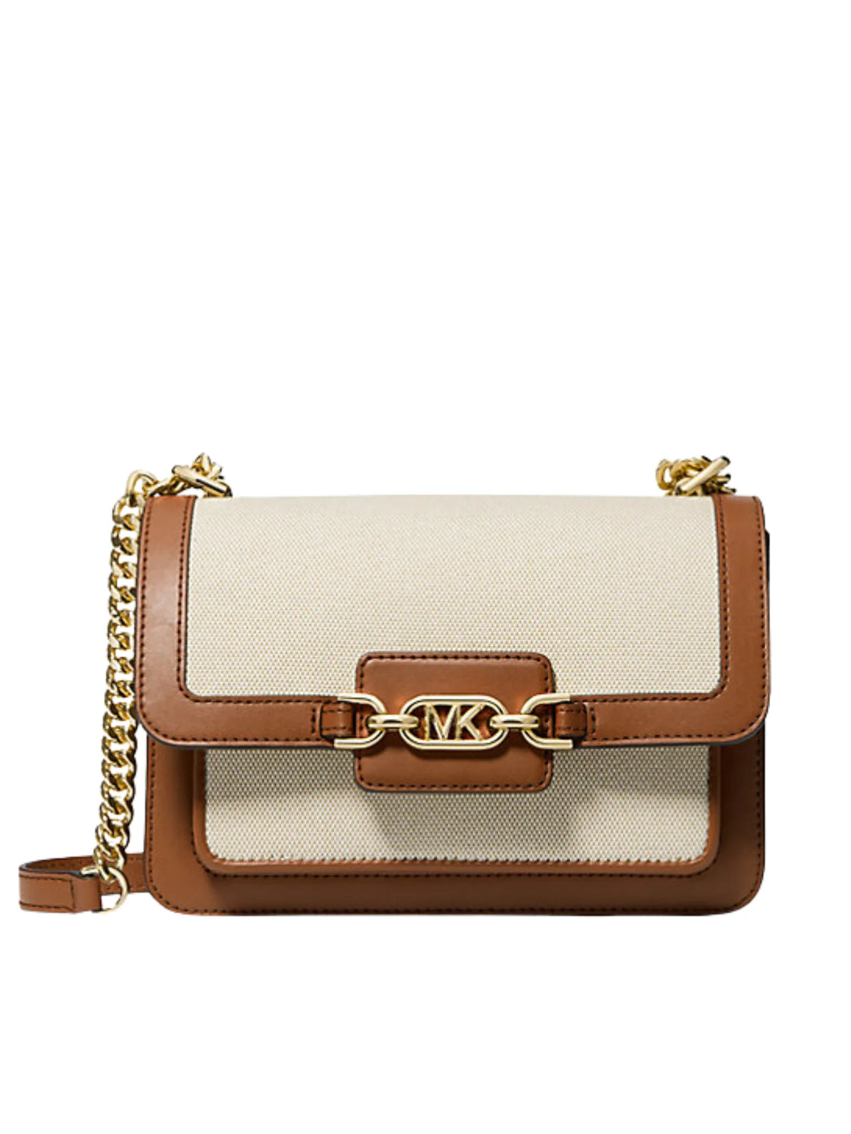 Michael Kors Heather Large Canvas Shoulder Bag Natural/Luggage