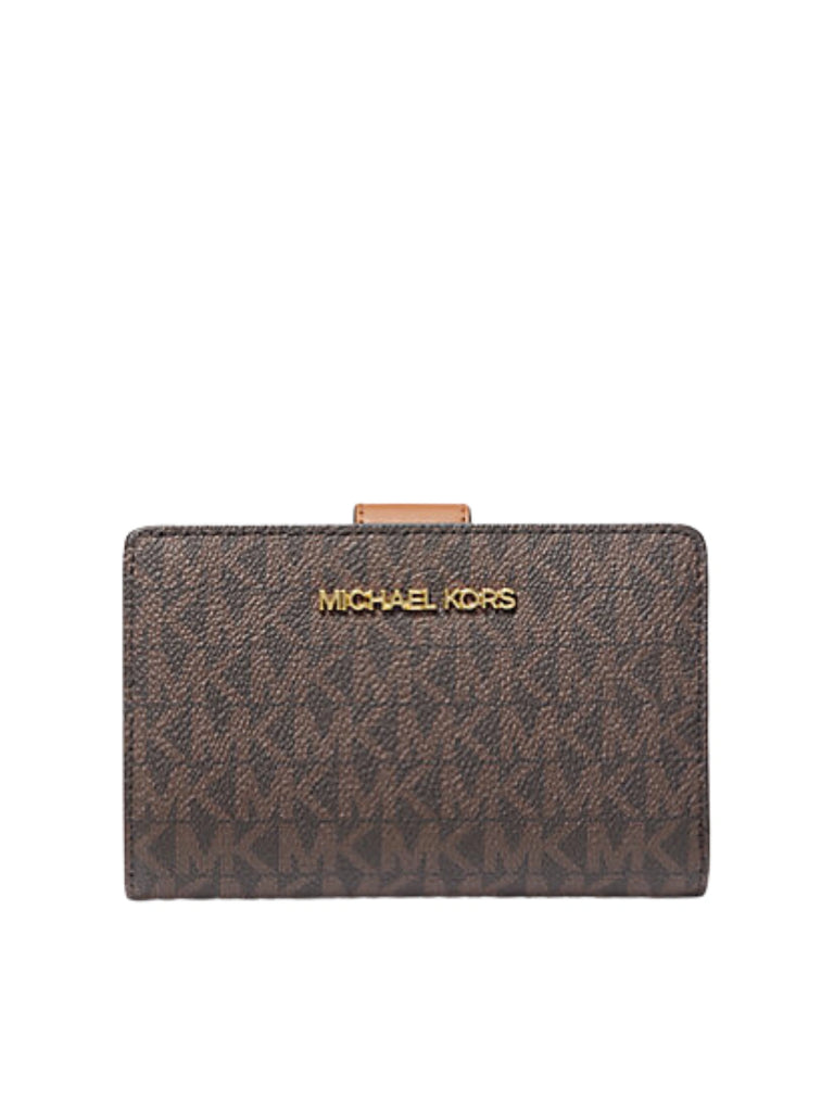 gambar-depan-Michael-Kors-Jet-Set-Travel-Billfold-Logo-Continental-Medium-Wallet-In-Signature-Brown