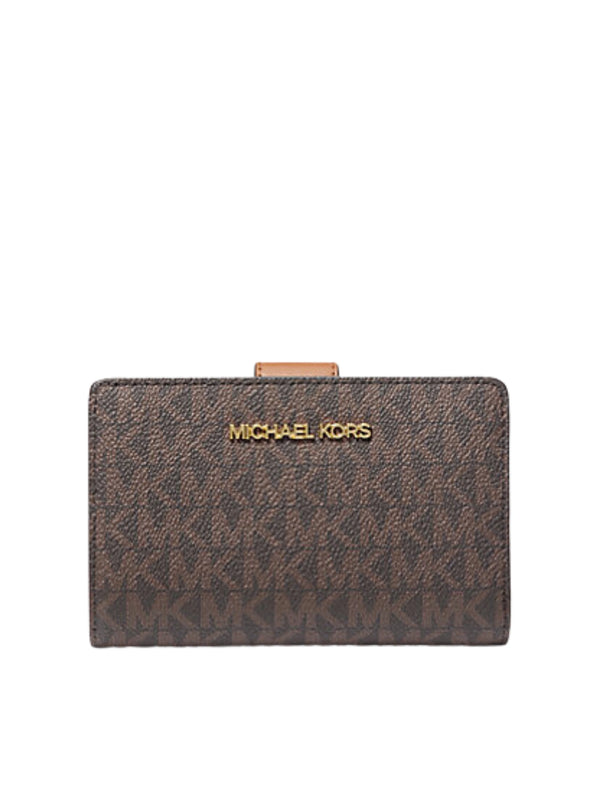 gambar-depan-Michael-Kors-Jet-Set-Travel-Billfold-Logo-Continental-Medium-Wallet-In-Signature-Brown