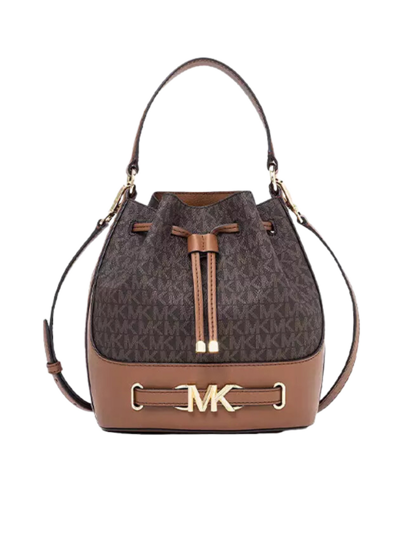 Michael Kors Reed Medium Messenger Bucket Bag + Flat Wallet Set in Camel  Multi | eBay