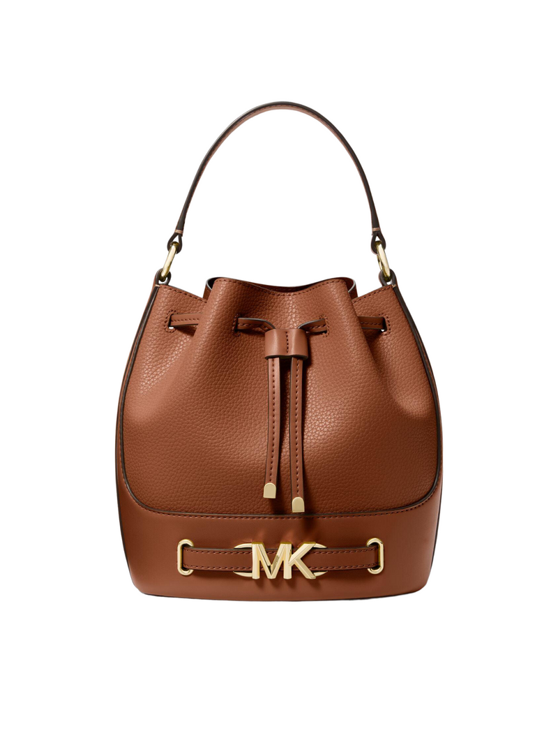 Michael Kors Reed Medium Belted Bucket Messenger Leather Bag