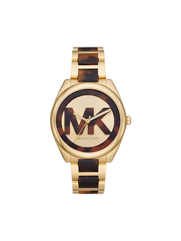 gambar-depan-Michael-Kors-Womens-Janelle-Three-Hand_-Stainless-Steel-Watch-with-a-stainless-steel-strap-gold-Brown_2