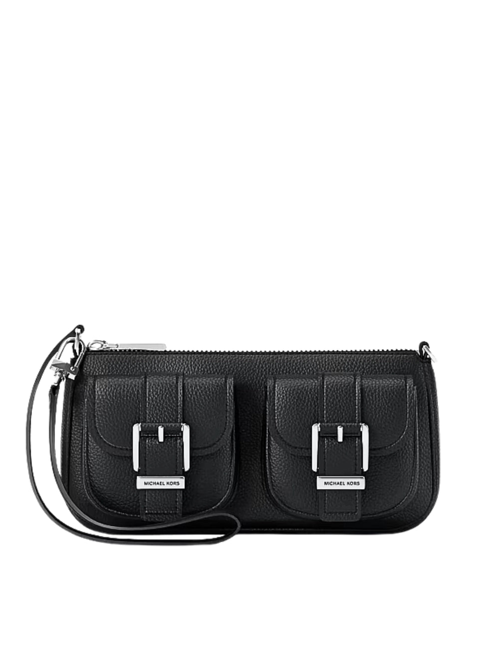 gambar-depan-Michael-Kors-Zoe-Small-Pebbled-Leather-Pochette-Black