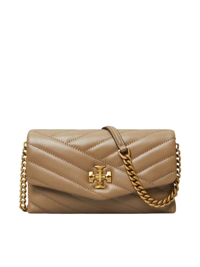 Tory Burch Ivory Pebblestone Leather Kira Chevron Wallet-On-Chain Handbag