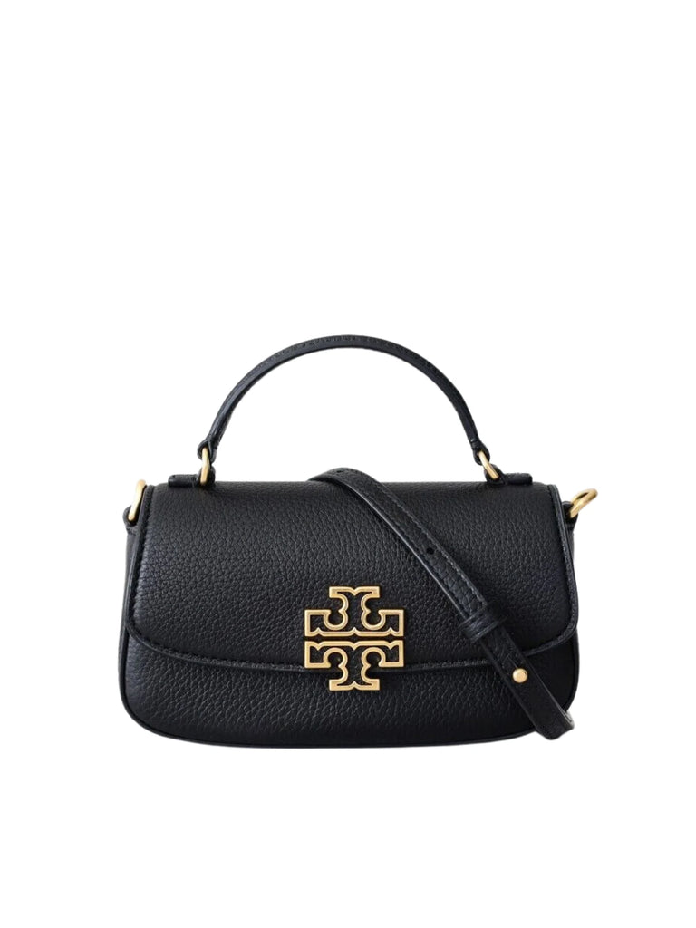 Tory Burch Britten Mini Top Handle Leather Bag Black Balilene