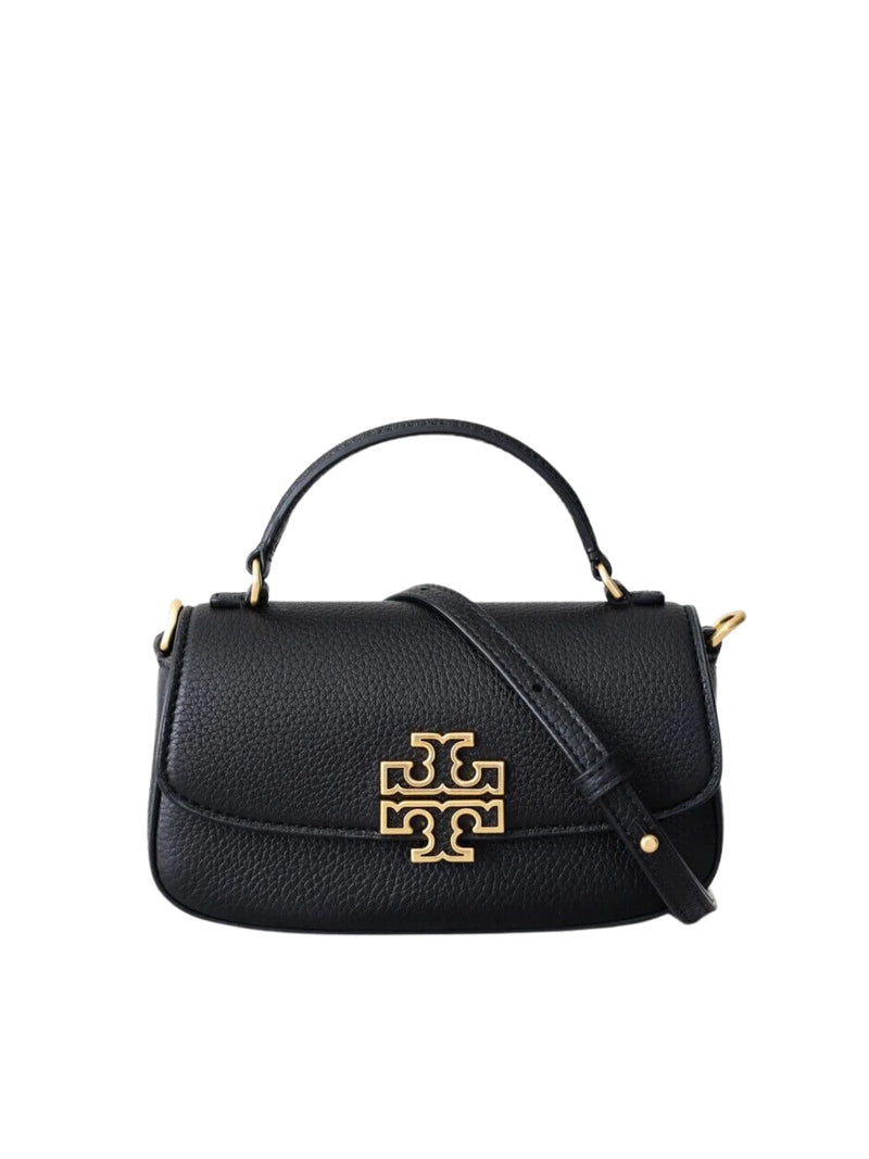 Tory Burch Britten Mini Top Handle Leather Bag Black – Balilene