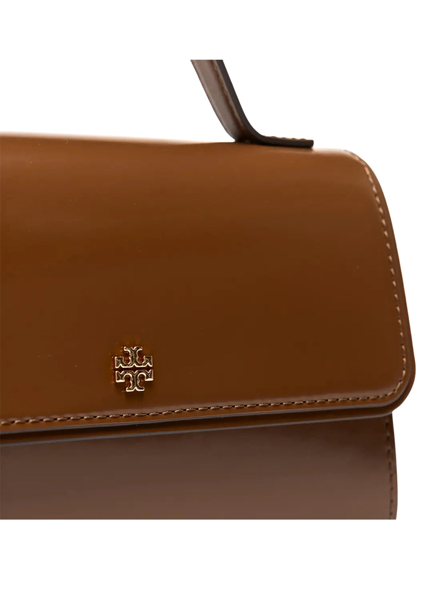 Tory Burch Emerson Patent Leather Mini Top-Handle Bag Rich Walnut