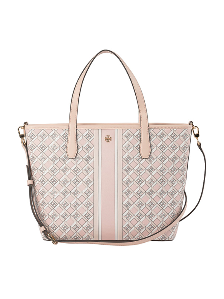 New Tory Burch Geo Logo Tote Please Dusted Blush Pink