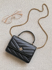 gambar-depan-Tory-Burch-Kira-Chevron-Mini-Top-Handle-Chain-Wallet-Black-balilene