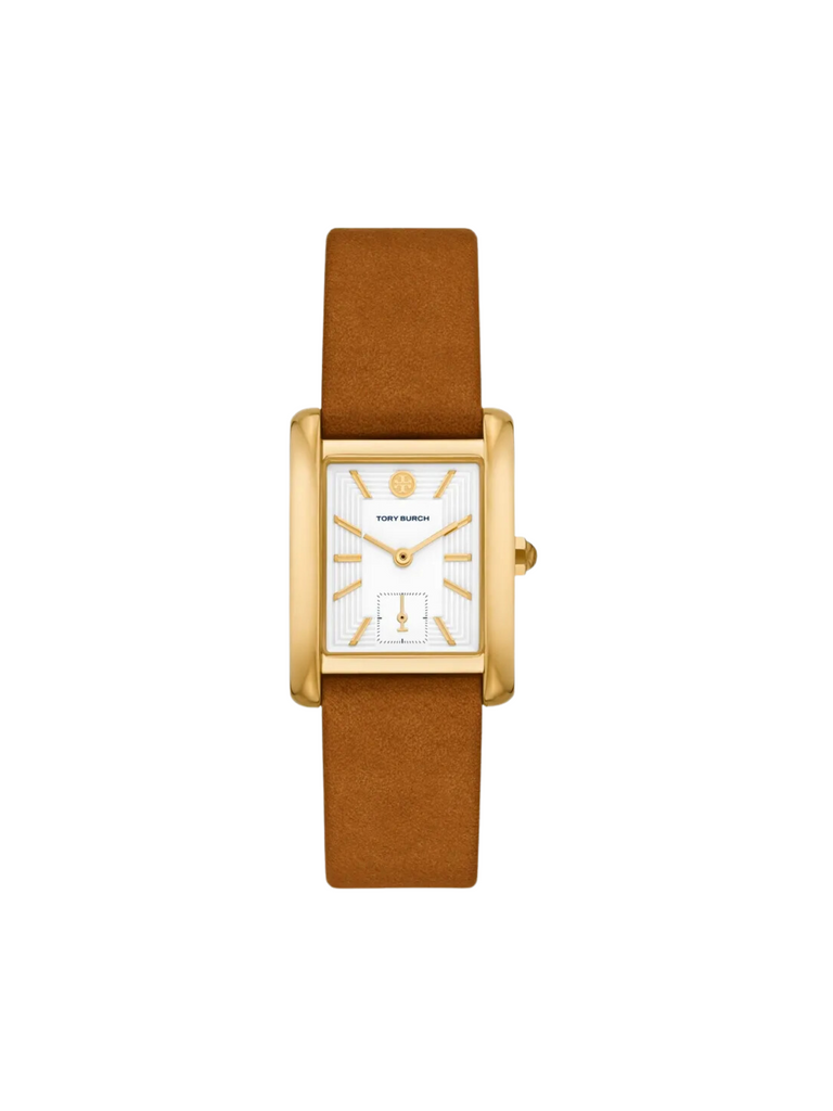 gambar-depan-Tory -Burch-Eleanor-Leather-Strap /Gold-Tone- Stainless- Steel -Watch -Luggage