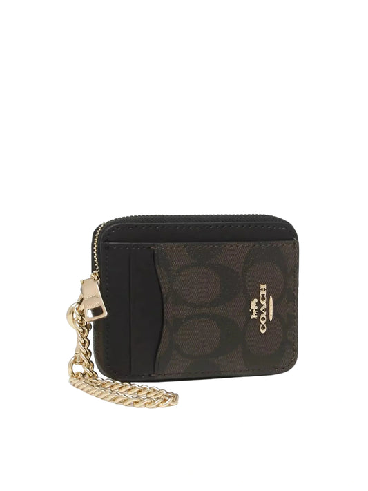 gambar-depan1-Coach-Zip-Card-Case-Signature-Canvas-Brown-Black