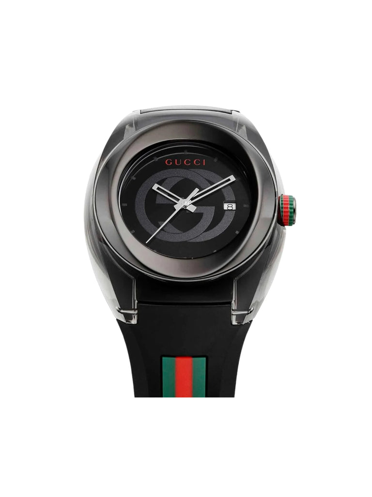 gambar-depan1-Gucci-Sync-Sink-Sherry-Line-Stainless-Steel-Rubber-Watch-BlackWEBP