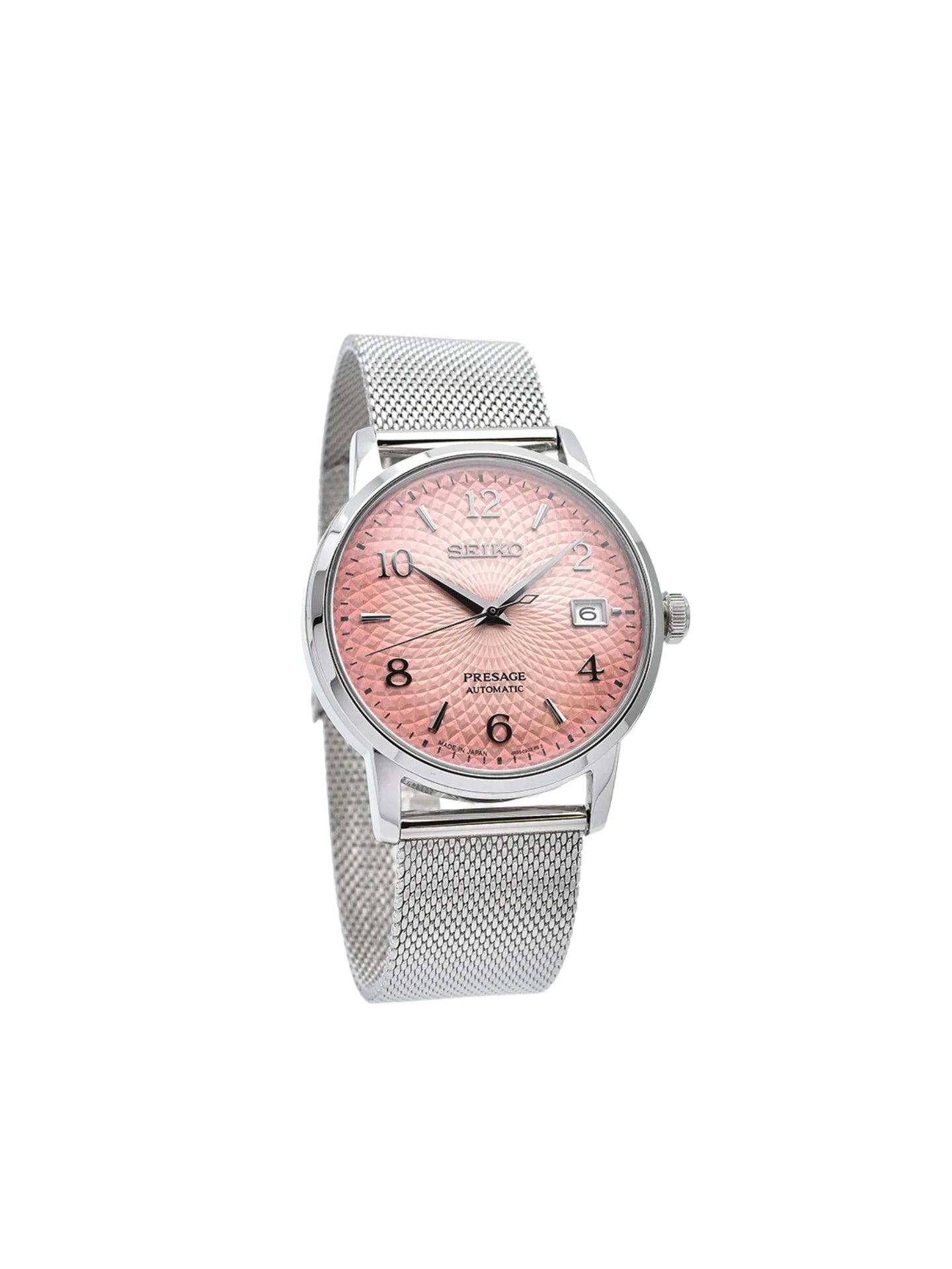 gambar-depan1-Seiko-Presage-SRPE47J1-Cocktail-Time-Tequila-Sunset-Pink-Dial-Mesh-Strap-Limited-EditionWEBP