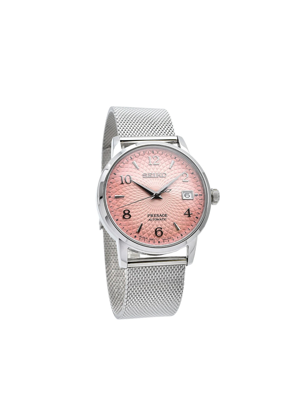 gambar-depan1-Seiko-Presage-SRPE47J1-Cocktail-Time-Tequila-Sunset-Pink-Dial-Mesh-Strap-Limited-EditionWEBP