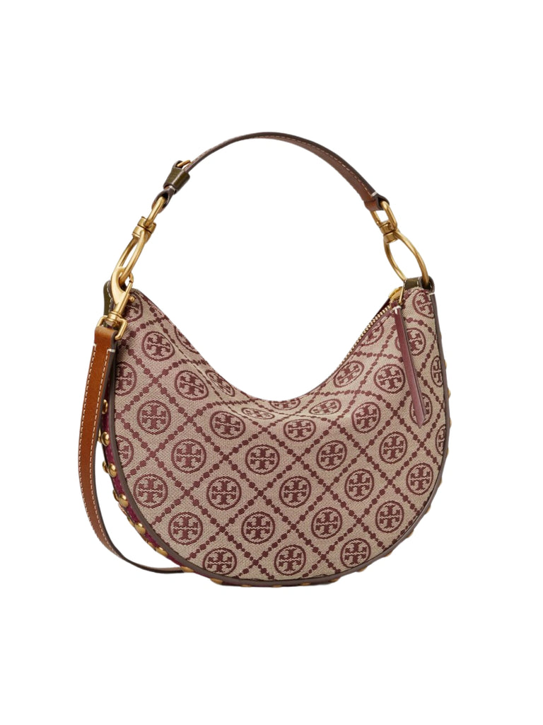 gambar-depan1-Tory-Burch-T-Monogram-Studded-Jacquard-Mini-Crescent-Bag-Claret