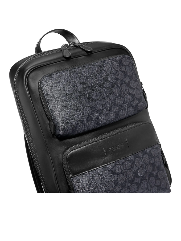 gambar-detail-Coach-Gotham-Backpack-In-Signature-Canvas-Charcoal-Black