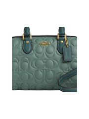 gambar-detail-Coach-Mini-Rowan-Crossbody-Bag-In-Blocked-Signature-Leather-Sage-Dark-Turquoise