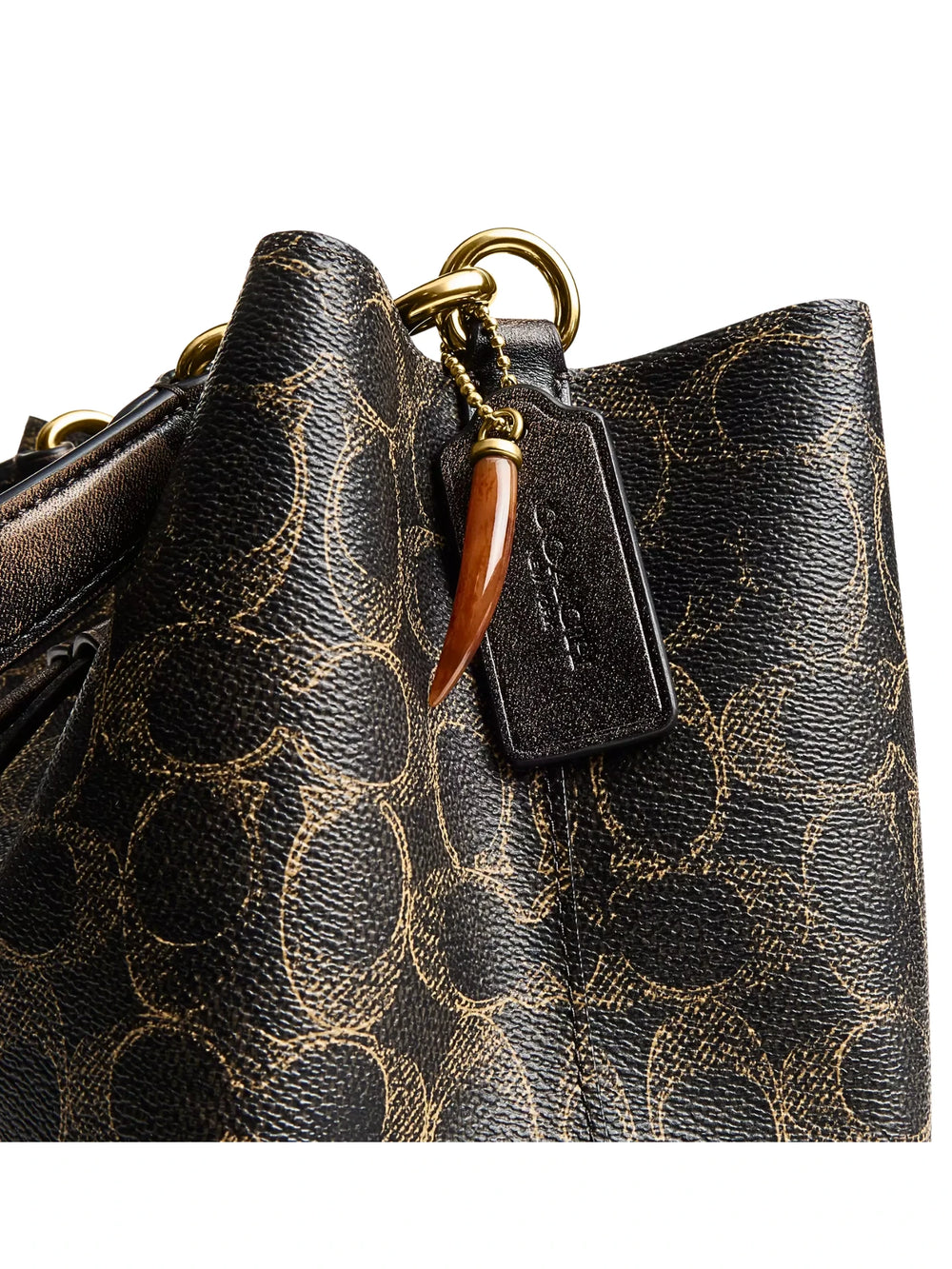 gambar-detail-Coach-Rowan-Bucket-Bag-In-Loved-Signature-Canvas-With-Charms-Brown