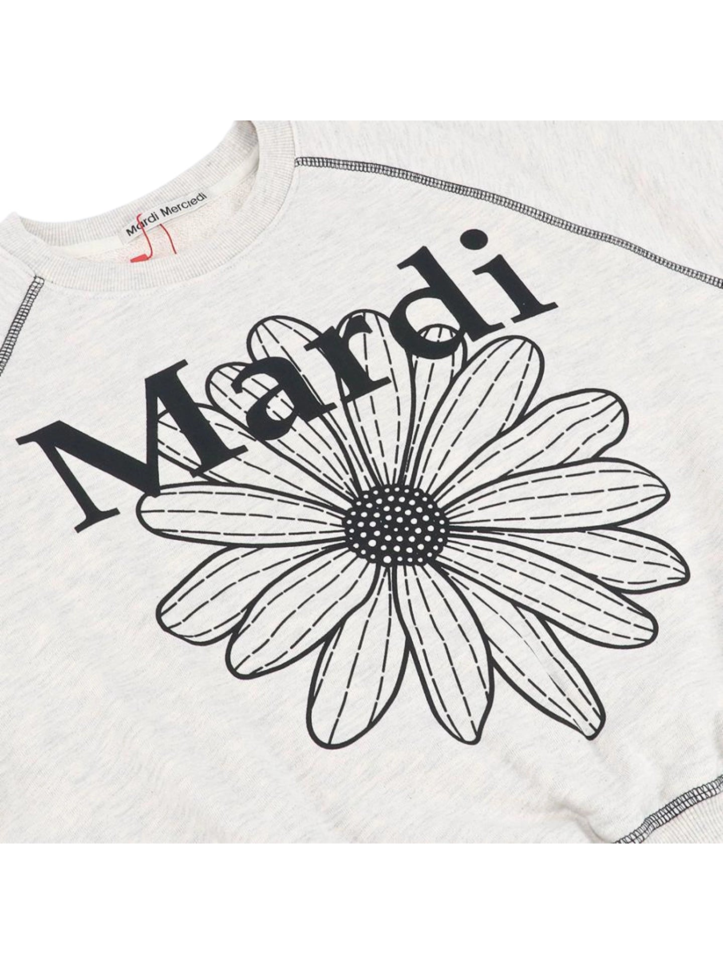 gambar-detail-Mardi-Mercredi-Sweatshirt-Raglan-Flowermardi-Oatmeal-Black