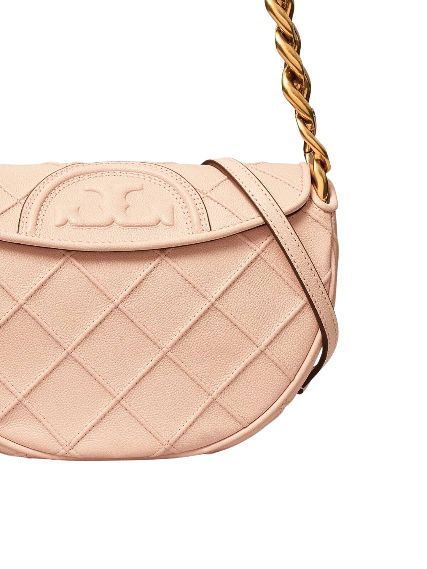 Tory Burch Fleming Soft Grain Mini Crescent Bag Blush