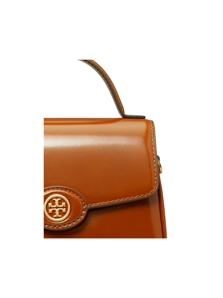 gambar-detail-Tory-Burch-Robinson-Spazzolato-Small-Top-handle-Bag-Dark-Sienna