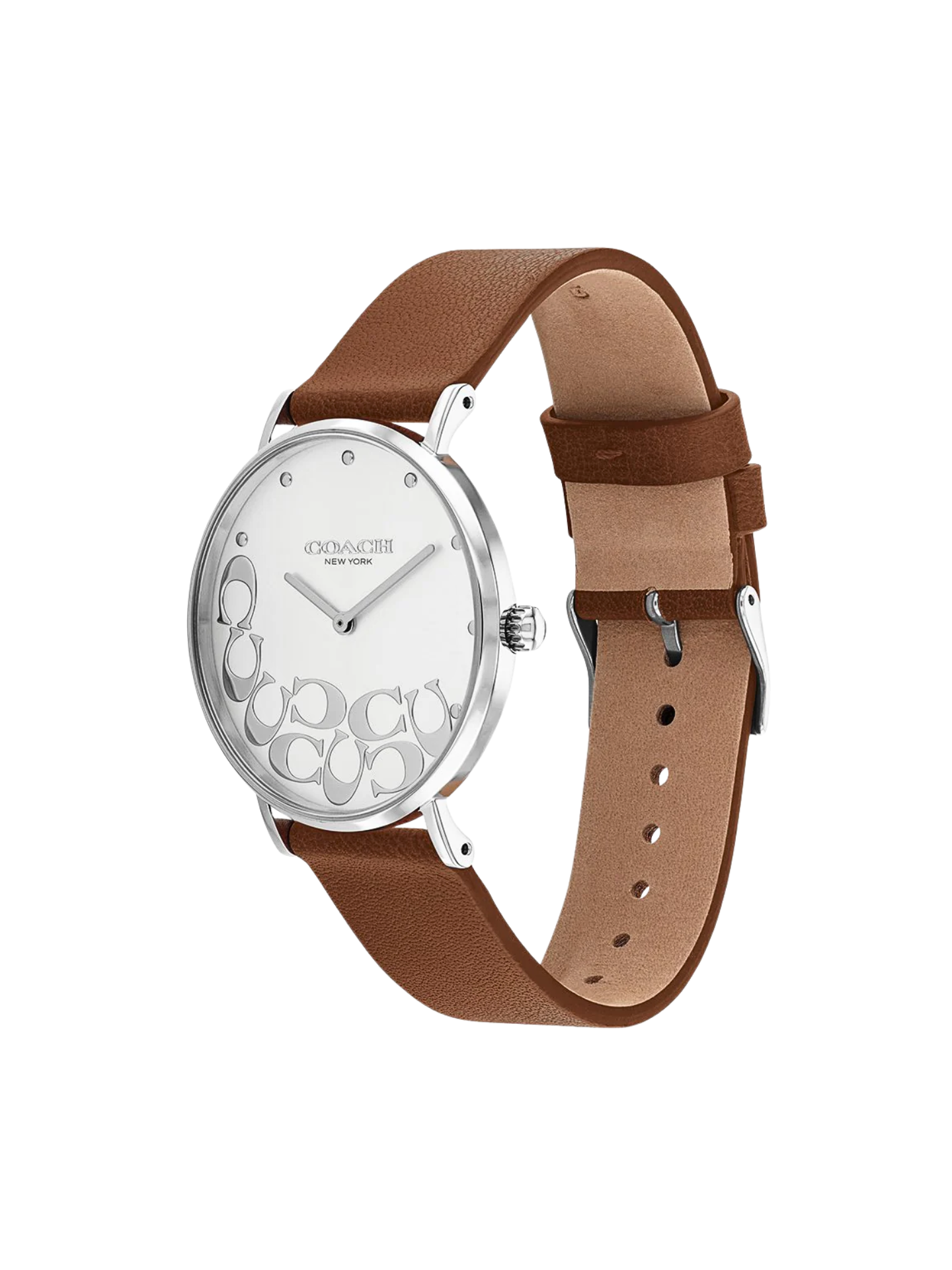 gambar-samping-Coach-14503803-Perry-Brown-Leather-Silver-White-Dial-Women-s-Watch