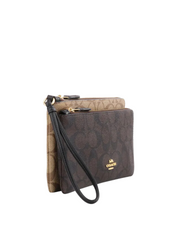 gambar-samping-Coach-Double-Zip-Wallet-Blocked-Signature-Khaki-Brown-Multi